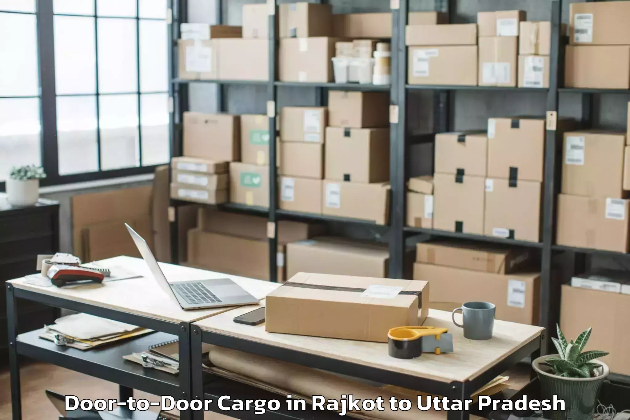 Top Rajkot to Samthar Door To Door Cargo Available